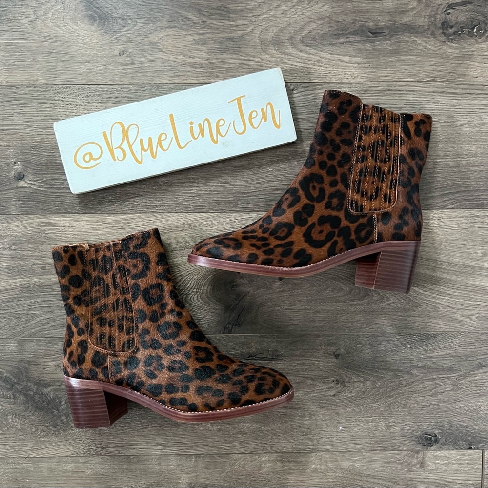 Madewell Autumn High Chelsea Boot in Leopard Calf Hair NWOT